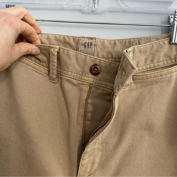 GAP Pants High Rise Wide-Leg Crop Khaki Chinos Stretch Neutral Minimalist 2 - Picture 7 of 12